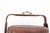 An antique Chinese woven bamboo/rattan wedding basket with a warm honey-brown patina, tall arched bentwood handle with...