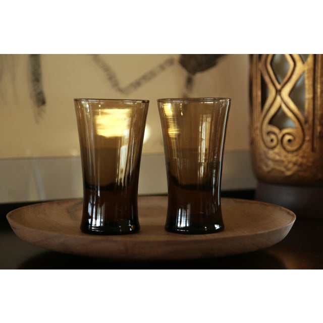 Vintage Anchor Hocking Linden Mocha Tawny Brown Glass Flared Tumblers – 16oz, Retro Mid-Century Style For Sale - Image 9 of 18