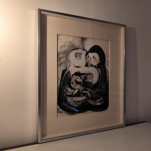 Paper Anne De Vriese-Jernander, Couple and Child, 1974, Mixed Media on Paper, Framed For Sale - Image 7 of 12
