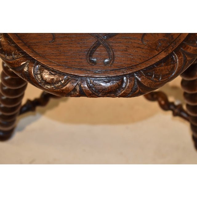 Late 19th Century French Oak Tripod Stool For Sale - Image 9 of 10