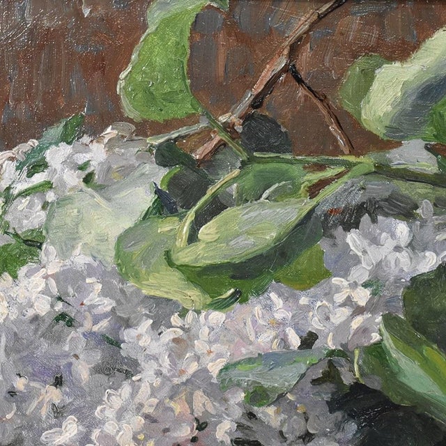 B. Vincendon, Art Nouveau Still Life with Roses and Lilacs, Oil on Canvas, 1905, Framed For Sale - Image 7 of 11