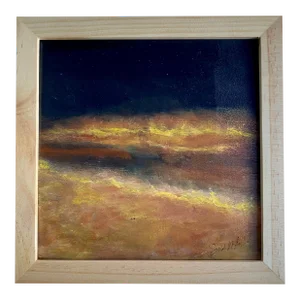 “Fire in the Sky” Framed Abstract Sunset Landscape Painting by Sandra Wright