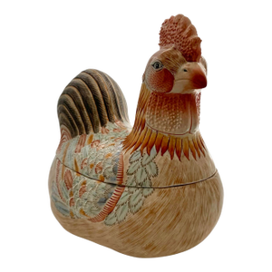 Late 20th Century Chicken Lidded Bowl Ceramic Rooster Tureen