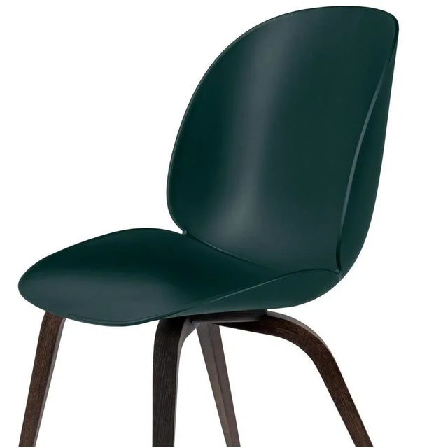 Mid-Century Modern GamFratesi 'Beetle' Dining Chair in Green With Smoked Oak Conic Base For Sale - Image 3 of 5