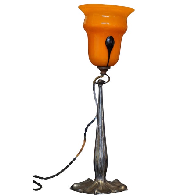 Art Nouveau Table Lamp by Paul Follot with Inscription by Jean Faure and Glass Shade from Loetz, 1905 For Sale - Image 4 of 10