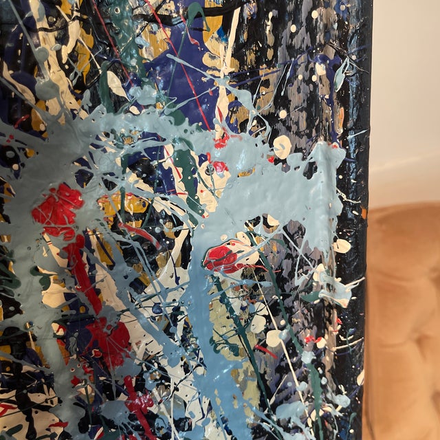 Black Titled "Jackson Pollock" Artwork by John Frates, After Jackson Pollock, Mid Century Modern, Drip and Pour, Abstract # 1714, Hang Multi-Directional For Sale - Image 8 of 9