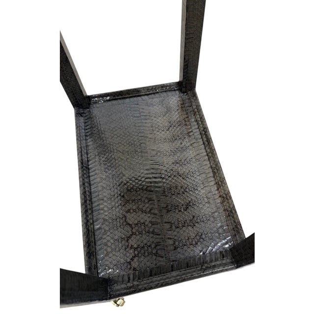 Wood 1980s Karl Springer Attributed Cobra Skin Wrapped Telephone Table For Sale - Image 7 of 10