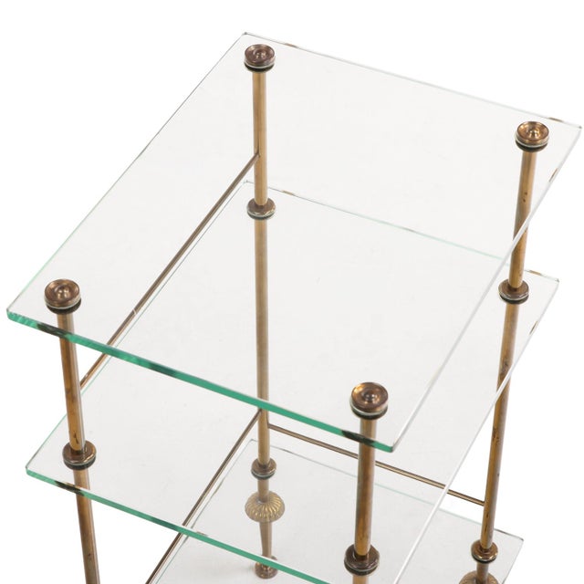 Mid-Century Modern A French Three-Tier Brass and Glass End Table, C. 1950 For Sale - Image 3 of 5