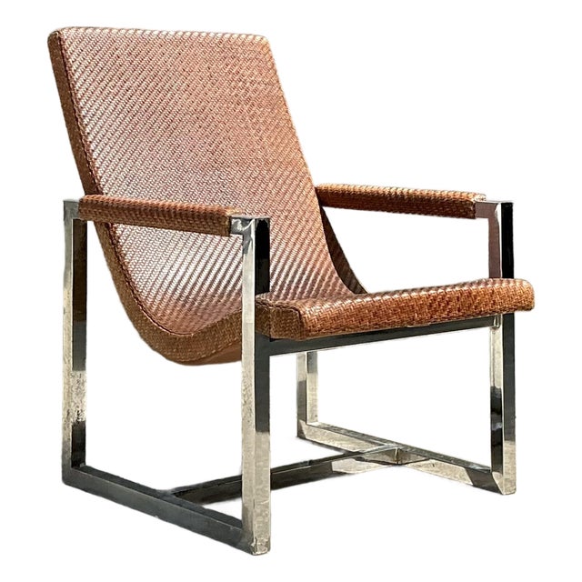 Vintage Ralph Lauren Woven Leather Loft Lounge Chair For Sale