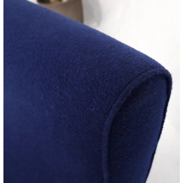 New Navy Blue Upholstery Italian Mid-Century Modern Lounge Chair on Brass Legs For Sale - Image 10 of 12