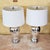 Glass Pair of Vintage Mercury Glass Table Lamps With Light-Gray Drum Shades For Sale - Image 7 of 18