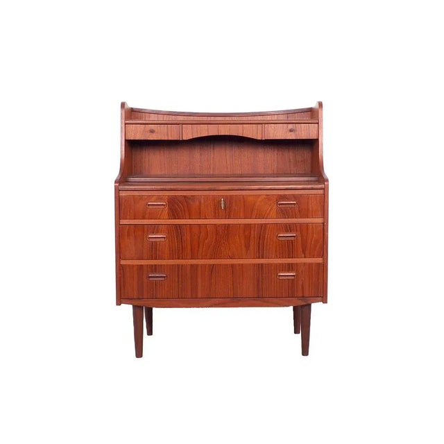 Danish Secretary in Teak with Pull Out Mirror and Desk, 1960s For Sale - Image 12 of 12