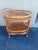 Vintage Bamboo and raffia bar cart on casters. Top of bar is a removable tray that is easily removed.