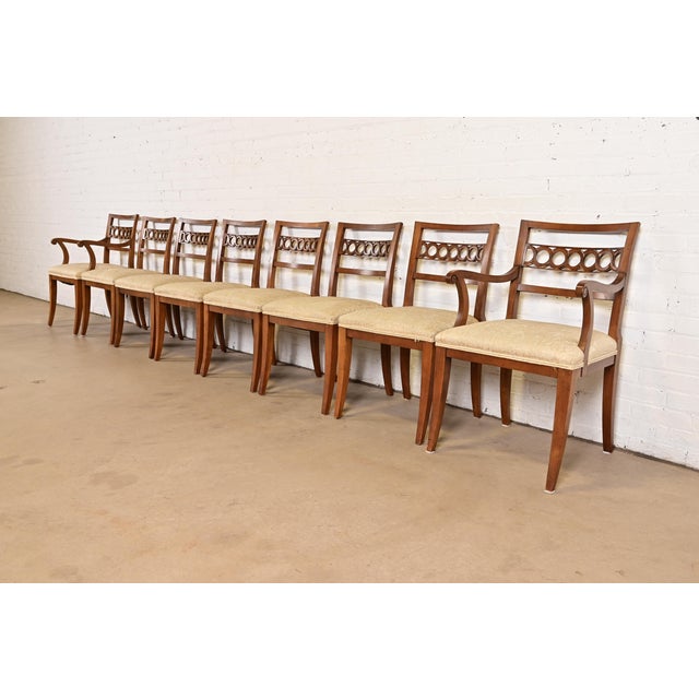 Kindel Furniture Regency Carved Cherry Wood Armchairs, Pair For Sale - Image 11 of 12