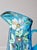 Late 19th Century Antique Blue Hand-Painted Glass Pitcher and Tumbler Set For Sale - Image 5 of 14