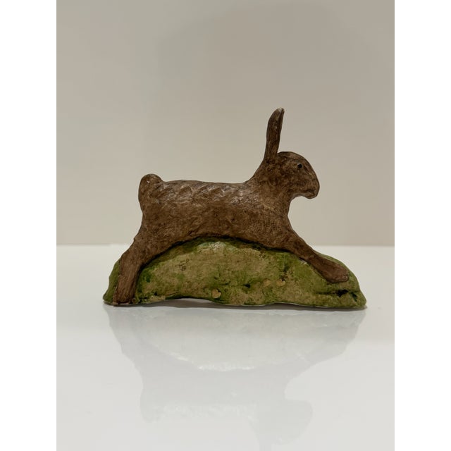 Debbie Thibault “Leaping Bunny” Folk Art Rabbit Figurine – Signed & Dated For Sale - Image 4 of 12