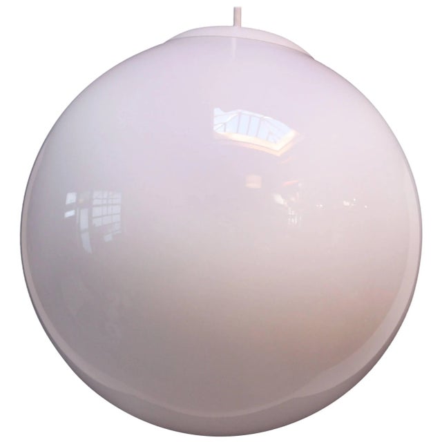 1970s Vintage American White Cased-Glass Orb Pendant For Sale - Image 5 of 5
