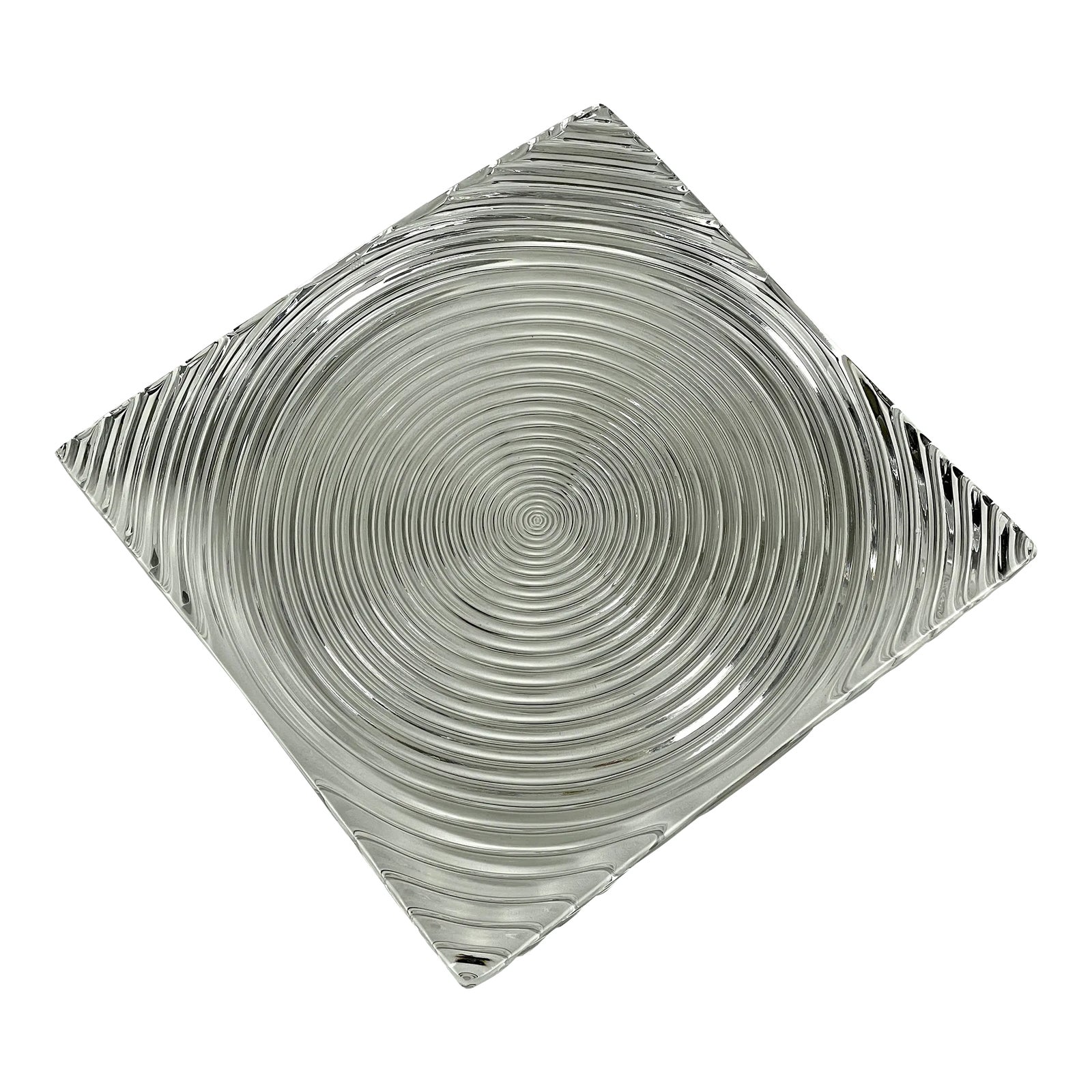 1960s Josef Riedel Concentric Rings Square Crystal Plate Bowl | Chairish