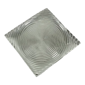 1960s Josef Riedel Concentric Rings Square Crystal Plate Bowl