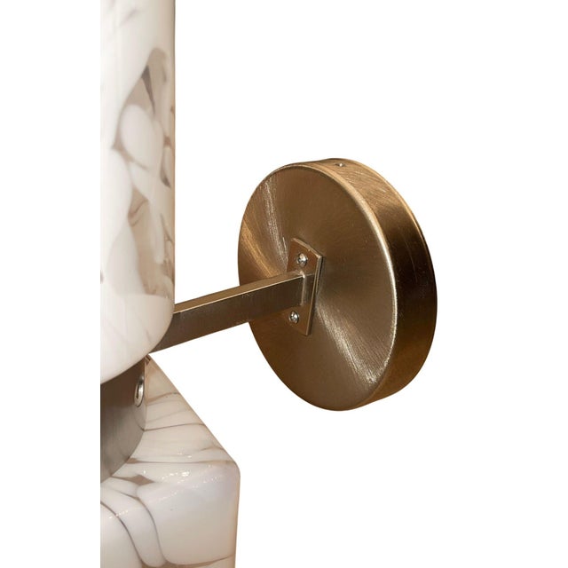 Italian 1970's Murano Art Glass Single Wall Sconce in White Mottled Glass For Sale - Image 3 of 8