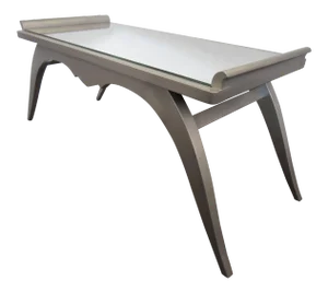 French Modern Silver Leaf Coffee Table With Mirror Top