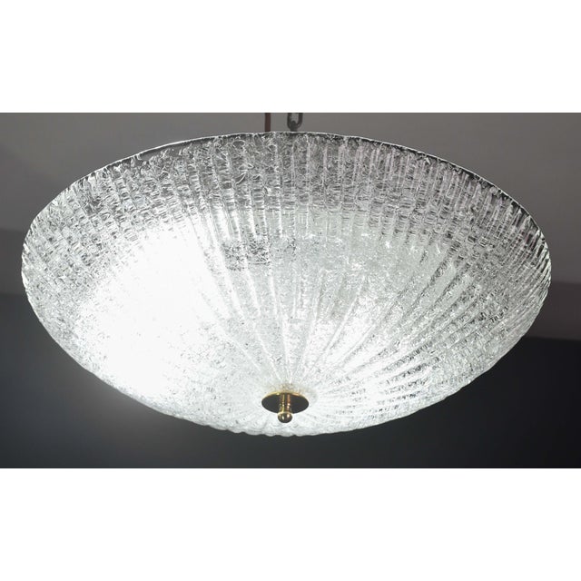 Vintage Italian Transparent Murano Glass Flush Mount Light For Sale - Image 9 of 11
