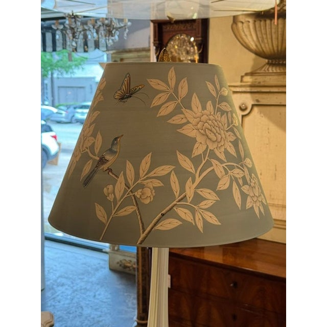 Early 21st Century Pair of Murano Opal Glass Lamps With Gracie Shades For Sale - Image 5 of 5