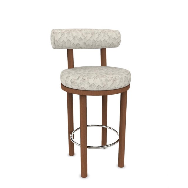 Collector Modern Moca Bar Chair in Graphite Ivory Fabric and Smoked Oak by Studio Rig For Sale - Image 6 of 6