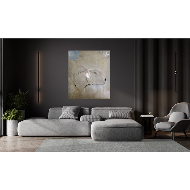 "Every Dog Has His Day" Original Painting by Michele Mikesell, 46" X 40" Oil & Enamel on Canvas For Sale In Los Angeles - Image 6 of 8