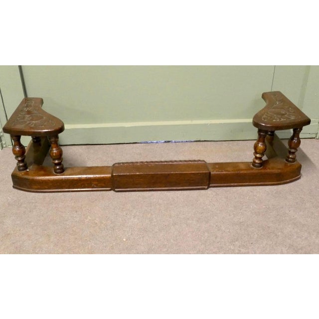 Vintage Arts and Crafts Carved Club Fender, 1930 For Sale - Image 3 of 7