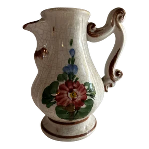 Vintage Majolica Style Floral Pitcher