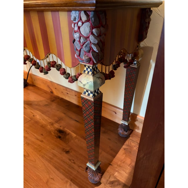 Wood Mackenzie-Childs Courtly Stripe & Check Hand Painted Console Table For Sale - Image 7 of 10