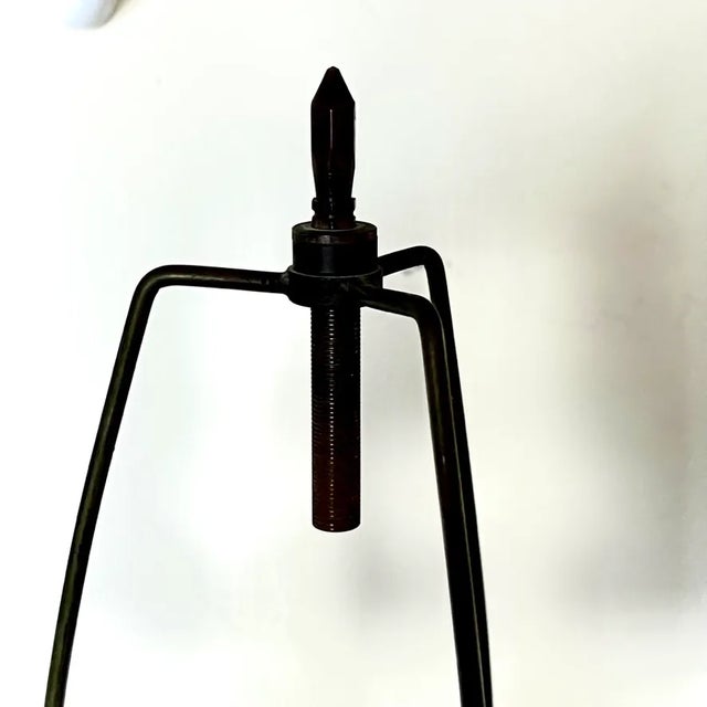 Gold Vintage Table Lamps in Green Metal With Gold, Attributed to Carl Sorensen, a Pair For Sale - Image 8 of 11