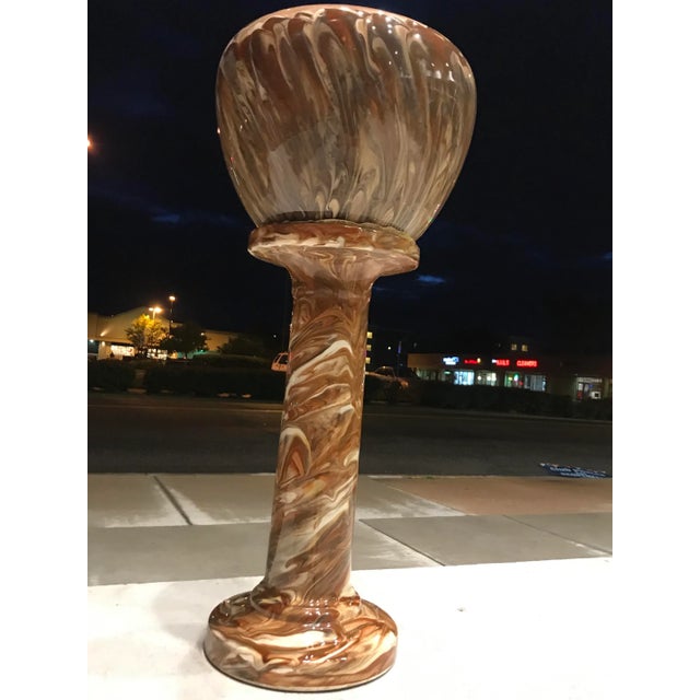 Ceramic Antique Weller Pottery Marbleized Jardinière & Pedestal For Sale - Image 7 of 13