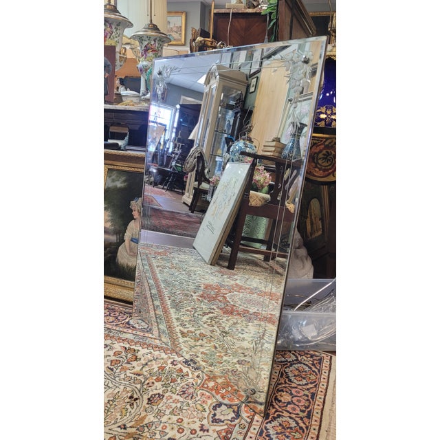 Glass Fine Vintage Etched Glass 1930s French Deco Mirror For Sale - Image 7 of 10