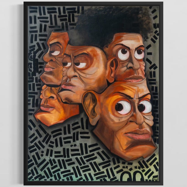 Becoming explores the courage it takes to step into your purpose. The faces represent different versions of the self the...
