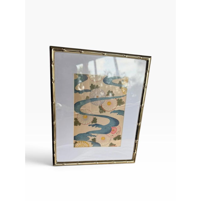 Faux Bamboo Framed Giclee Art Print of Japanese Chrysanthemum & Water Art by Shin-Bijutsukai (1902) Chinoiserie For Sale - Image 4 of 7