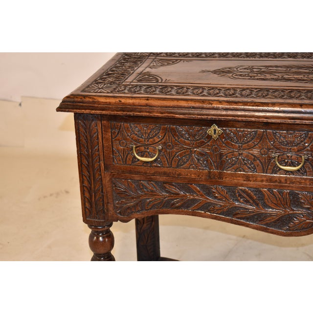 18th Century English Oak Sideboard With Gorgeous Hand-Carving For Sale - Image 11 of 12