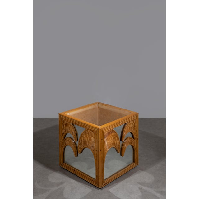Large Bamboo and Glass Planter by G.E G. Perri for Vivai del Sud, 1970s For Sale - Image 9 of 9