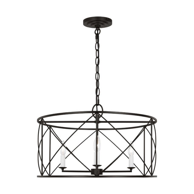 Chapman & Myers by Visual Comfort Studio Beatrix 4-Light Large Lantern Pendant in Aged Iron For Sale In Greenville, SC - Image 6 of 6