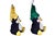Pair of whimsical winter penguin Christmas holiday ornaments in black, white, green, yellow and pink. Silver cord hangars....