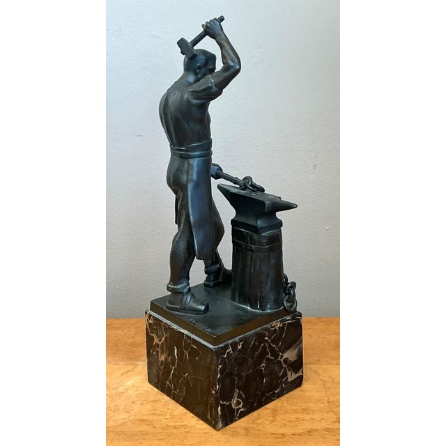 Metal Vintage Bronze Blacksmith Sculpture For Sale - Image 7 of 14