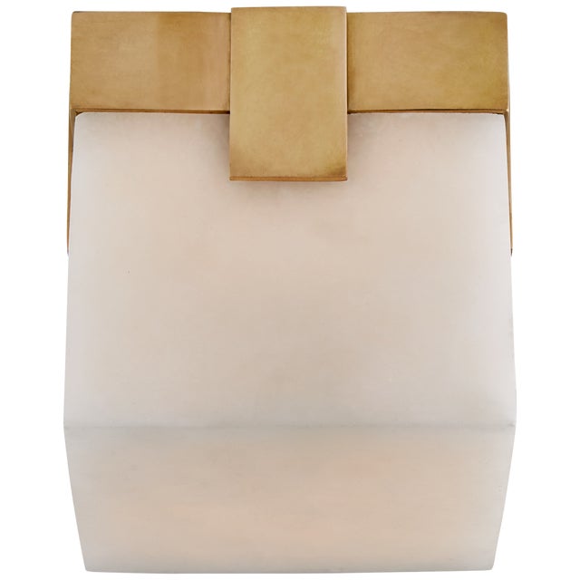 Modern Kelly Wearstler for Visual Comfort Signature Covet 4.75" Solitaire Flush Mount in Antique-Burnished Brass with Alabaster For Sale - Image 3 of 3