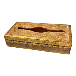 Florentine Gilt Wood Tissue Box For Sale