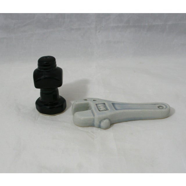 Vintage 1950s Ceramic Wrench Nut & Bolt Salt & Pepper Shakers For Sale - Image 4 of 9