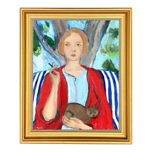 Cat Lady, Contemporary Figure Portrait Oil Painting by Alexandra Swistak