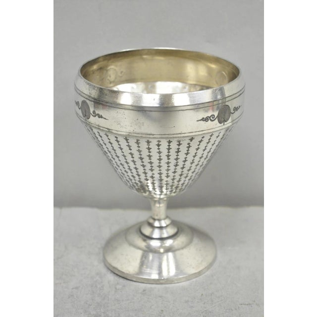Antique Meriden English Victorian Silver Plated Goblet Cup W/ "H" Monogram For Sale In Philadelphia - Image 6 of 16