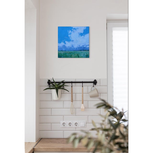 Cloudscape Oil Painting, Original Contemporary Landscape by L Haas For Sale - Image 4 of 9