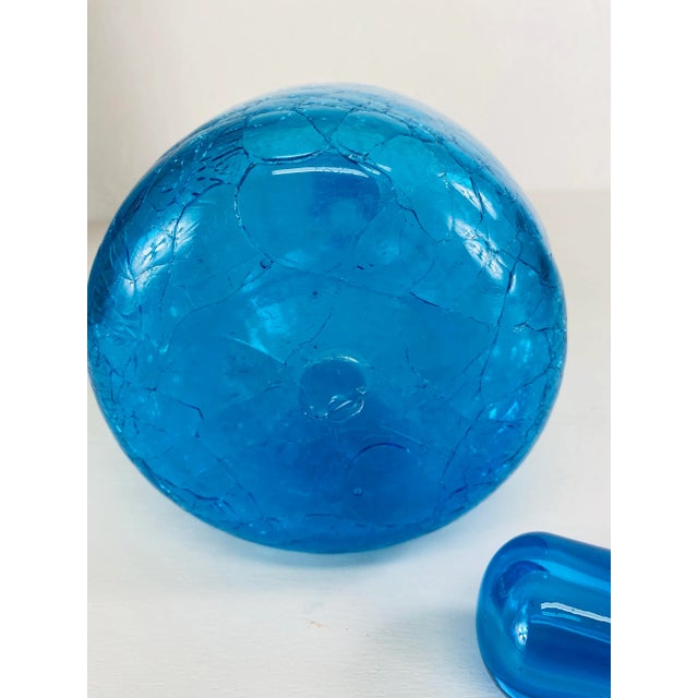Mid Century Vintage Blenko Blue Glass Jar With Stopper. For Sale In Philadelphia - Image 6 of 7