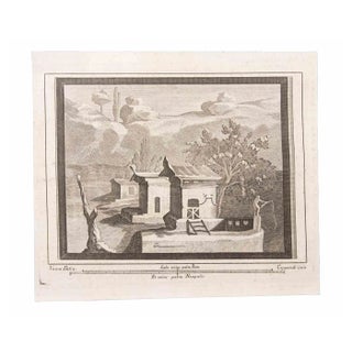 Francesco Cepparoli, Victory in Seascape with Monument, Etching, 18th Century For Sale